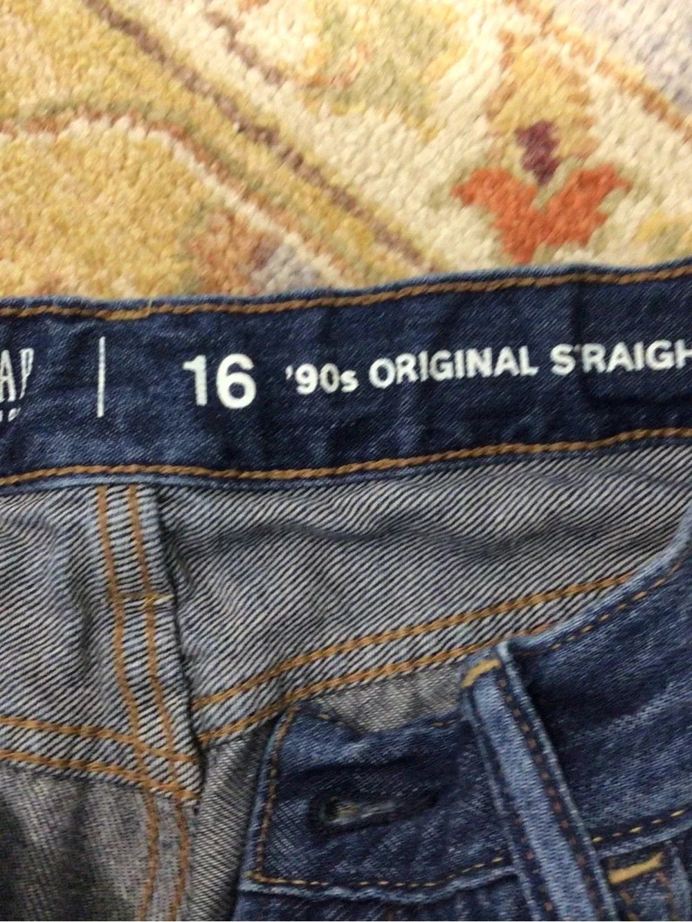 GAP Boys Size 16 Original Straight-Leg Jeans in Dark Blue Wash
